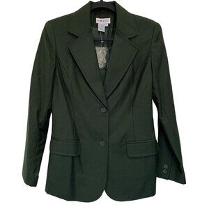 JG Hook Wool Blazer Olive Green Womens Size 4 Classic Career Jacket Shoulderpads